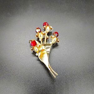 Vintage Brooch Pin Glass Flowers